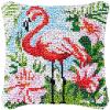 Beginner Latch Hook Kits Pillow Cover Set Flower Famingo Sofa Cushion Latch Hooking Handmade Cushion Rug Acrylic Yarn Printed Canva Pillowcase Craft Kits Set 17 x 17 Inch view 1