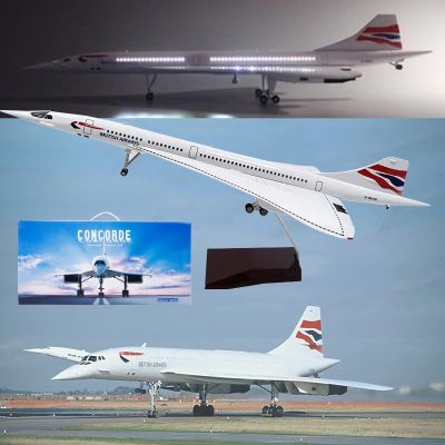VaNmar 19.7" 1:125 Air France Concorde Model Jet Passenger Airplane Model Pre-Build Aircraft Model Die-Cast Metal Simulation Aviation Collection Gift (Color : British Airways-LED)