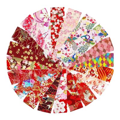 Garende 20 Pieces Quilting Fabric Japanese Styles Multipurpose Fashion Jelly Roll Strips Thickened Cotton for Handkerchief DIY Girls, A
