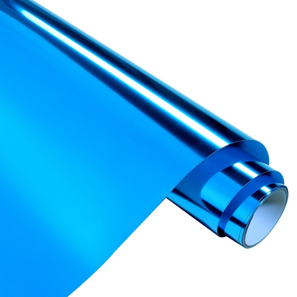 HTVSTD Metallic Foil HTV Vinyl Roll-12 x8ft Holographic HTV Cobalt Blue Heat Transfer Vinyl Blue Chrome Metallic Iron on Vinyl for T-Shirt