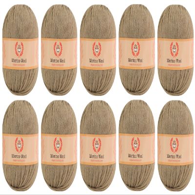 100% Merino Wool Yarn 10 Pack - Crafting Experience with Premium Quality and Versatile Luxury - Coffee 210