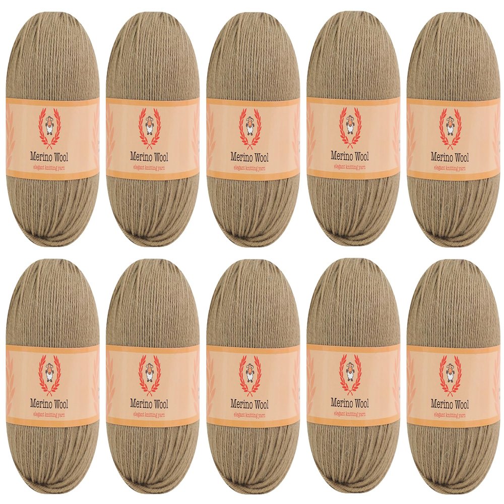 100% Merino Wool Yarn 10 Pack - Crafting Experience with Premium Quality and Versatile Luxury - Coffee 210