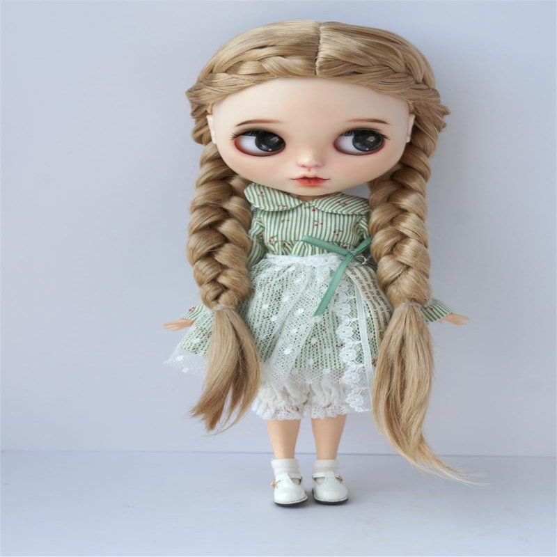 JD763 10-11inch Fancy Twists Braids Synthetic Mohair Doll Wigs (Blend Blond)