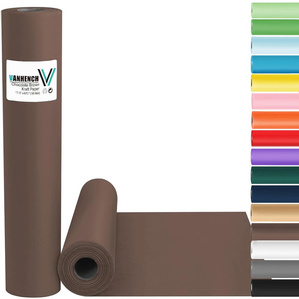 Vanhench 17.5"963" (80/1/4FT) Wrapping Paper, Chocolate Brown Art Craft Paper Roll for Men Boys, Fathers Day Gift Wrapping Bouquet Flower Kraft Paper, Bulletin Board Paper