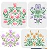 MAYJOYDIY Tulip Stencils for Painting, 11.8 x 11.8 inches, 3 Piece Set with Paint Brush for Home Wall Wood Decor view 1