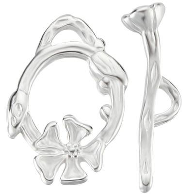 Beebeecraft 10 Sets Ring Toggle Clasps 925 Sterling Silver Plated Flower Bracelet Toggle Clasps T Bar Jewelry Clasps Connectors for Necklace Bracelet Making