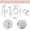 Beebeecraft 10 Sets Ring Toggle Clasps 925 Sterling Silver Plated Flower Bracelet Toggle Clasps T Bar Jewelry Clasps Connectors for Necklace Bracelet Making view 2
