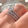 AZQ 925 Sterling Silver Shiny Full Diamond Gemstone Ring 18K Gold 3PCS Round Cut Cubic Zirconia Promise Rings Set CZ Diamond Multi Row Ring Eternity Engagement Wedding Band Ring Sets Z.96 (US Code 7) view 2