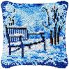 Beginner Latch Hook Kits Pillow Cover Set Blue Christmas Snow Sofa Cushion Latch Hooking Handmade Cushion Rug Acrylic Yarn Printed Canvas Pillowcase Craft Kits 17 x 17 Inch(f84) view 1