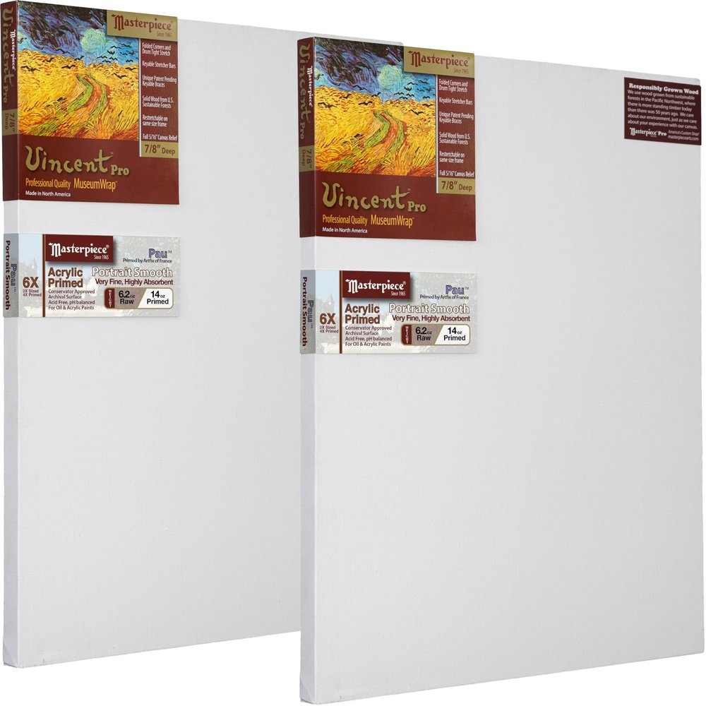 MASTERPIECE Z2VP-1421 Vincent Pro 7/8" Deep Linen 14.0oz - PAU Portrait - Acrylic Primed Stretched Canvas 14" x 21" 2 Piece