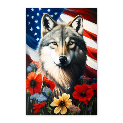 Worihut 5D Diamond Painting Kits for Adults, Wolf with Flowers DIY Full Drill Embroidery Cross Stitch Paintings Pictures Arts Wall Decor Painting Dots Kits 12x18 Inch