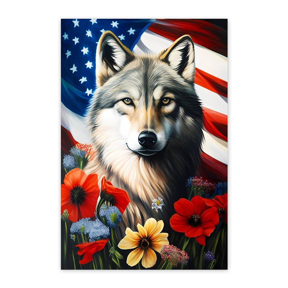 Worihut 5D Diamond Painting Kits for Adults, Wolf with Flowers DIY Full Drill Embroidery Cross Stitch Paintings Pictures Arts Wall Decor Painting Dots Kits 12x18 Inch