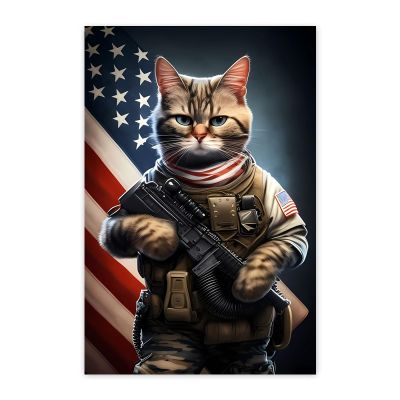 Worihut Cat with Gun Diamond Painting Kits for Adults, 5D DIY Full Round Diamond Art with Accessories & Tools,Wall Decoration Crafts for Home Wall Decor Valentine's Day Gifts 20x30 Inch