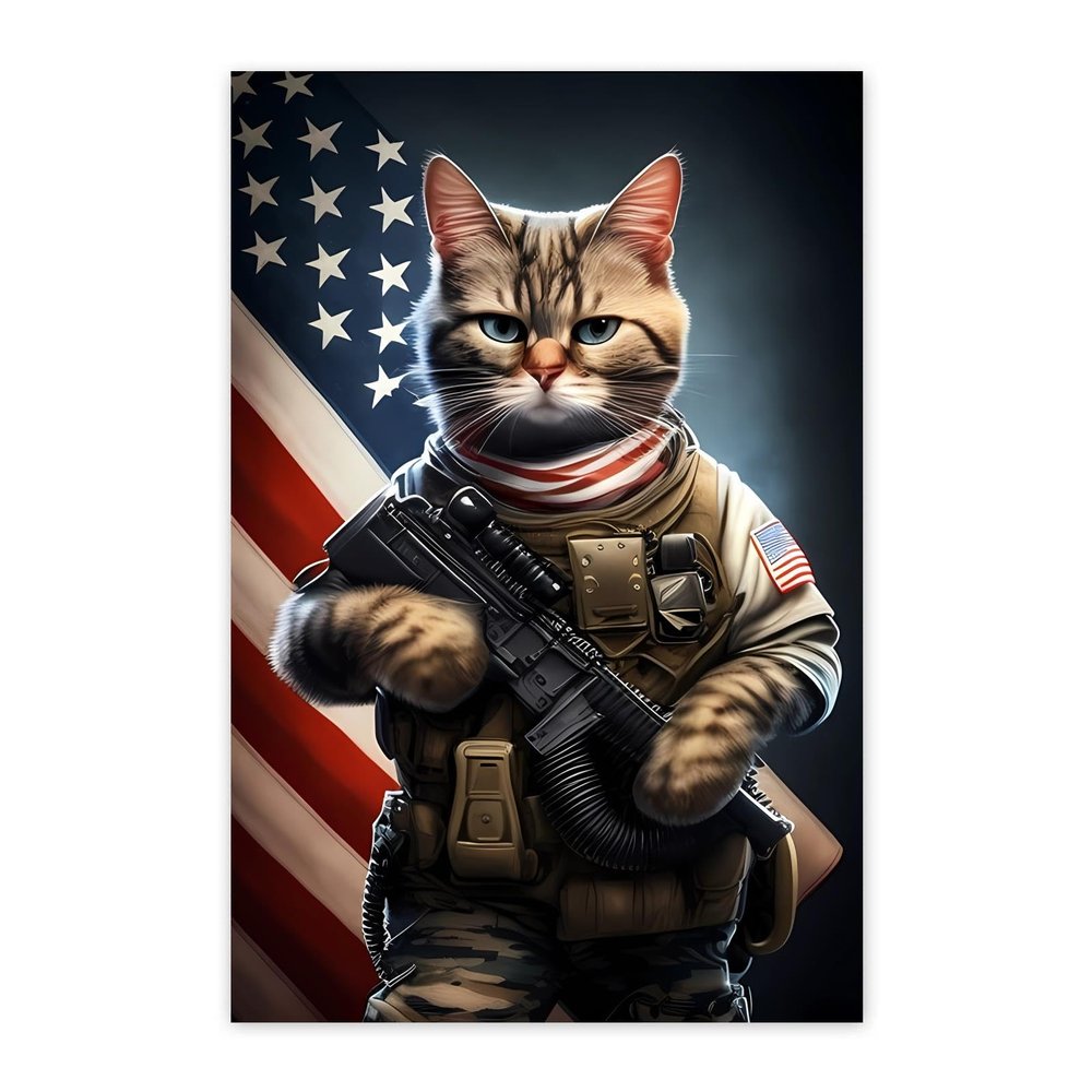 Worihut Cat with Gun Diamond Painting Kits for Adults, 5D DIY Full Round Diamond Art with Accessories & Tools,Wall Decoration Crafts for Home Wall Decor Valentine's Day Gifts 20x30 Inch