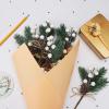 BEIJIALY 20 pcs Artificial Pine Picks, Christmas Berry Stem Christmas Floral Picks, Christmas Pine Cones Artificial Pine Needles Evergreen Pine Branches for Xmas DIY Crafts Decor(White) view 2