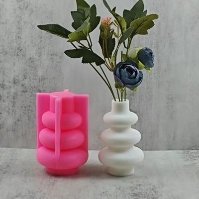 Circular Stacked Vase Epoxy Resin Silicone Mold Geometric Flower Pot Silicone Mold Succulent Planter Plaster Concrete Mold