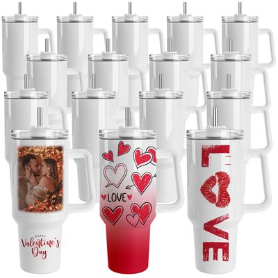 Joyclub 16 Pack 40 OZ Sublimation Tumblers with Handle Blank Insulated Large Tumbler Bulk, Coffee Travel Cups Stainless Steel Travel Mug for DIY Craft Heat Press Print