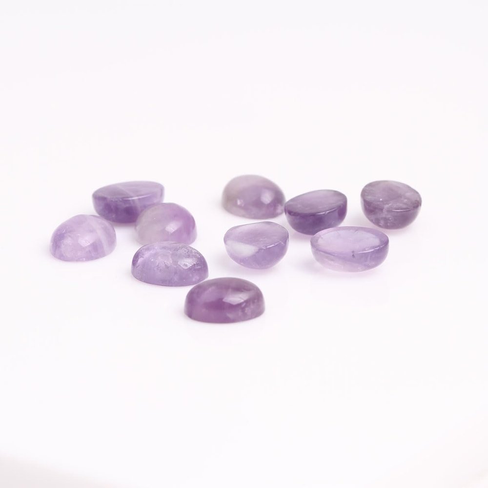 JOE FOREMAN 5Pcs Oval 8x10mm Purple Amethyst Cabochons Stones Beads for Jewelry Making Bezels Tennis Bracelet Statement Necklace Pendant Jewelry