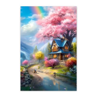 Worihut 5D Diamond Painting Kits for Adults, Cherry Tree DIY Full Round Diamond Painting Decorative for Office Home and Gifts for Family Friends Home Interior Decor 12x16 Inch
