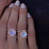CIUFEWEK 14k Rose Gold Micro Set Women's Ring Irregular Moonlight Stone Ring Personalized Layered Hand Ring 10 view 3