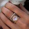 CIUFEWEK 14k Rose Gold Micro Set Women's Ring Irregular Moonlight Stone Ring Personalized Layered Hand Ring 10 view 4