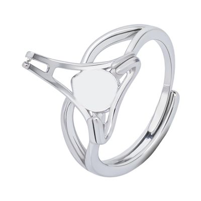 PH PandaHall 925 Sterling Silver Ring Base for 17mm Gems, Adjustable Ring Gem Holder Claw Ring Blank Finger Rings Bezel Setting for Gemstone Glass Cabochons Rhinestones Ring Making