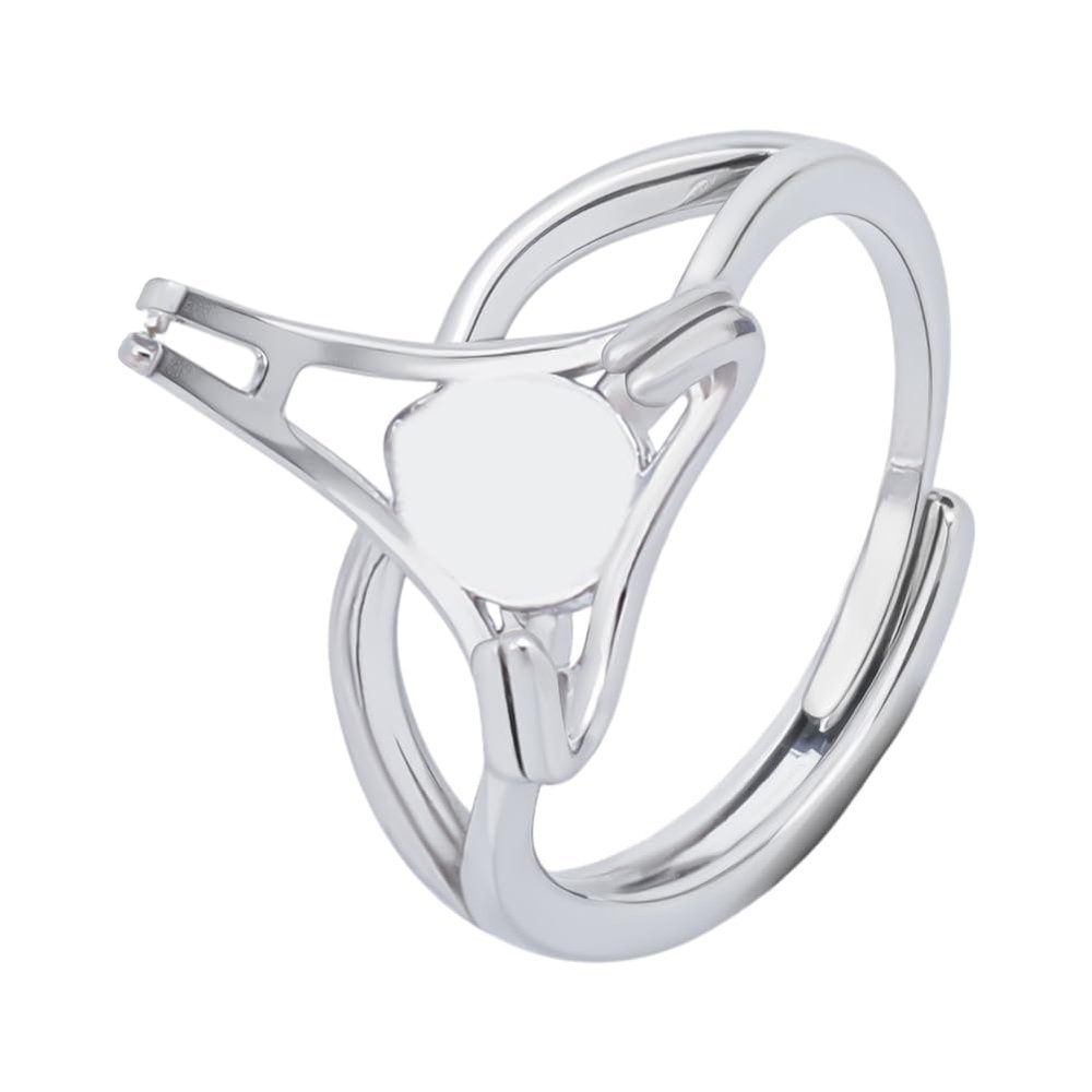 PH PandaHall 925 Sterling Silver Ring Base for 17mm Gems, Adjustable Ring Gem Holder Claw Ring Blank Finger Rings Bezel Setting for Gemstone Glass Cabochons Rhinestones Ring Making