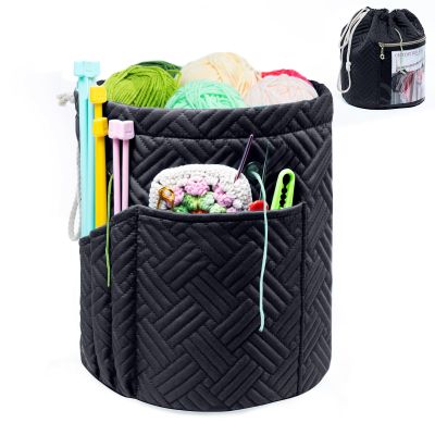 MYBAGZING Yarn Bag, Small Crochet Bag Organizer, Drawstring Yarn Storage Bags Yarn for Crocheting, Knitting Bag for Crochet Beginner,Yarn Holder, Yarn Bowl with Pocket for Crochet Accessories