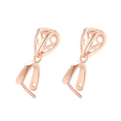 Sorcozn 2pcs 925 Sterling Silver Pendant Bail Connector Clasp Charms for Necklace DIY Jewelry Craft Making Accessories (Rose Gold)