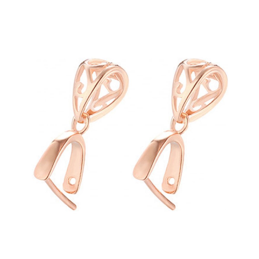 Sorcozn 2pcs 925 Sterling Silver Pendant Bail Connector Clasp Charms for Necklace DIY Jewelry Craft Making Accessories (Rose Gold)