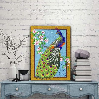 JILIP Peacock Latch Hook Rug Kits, DIY Adults Crafts Carpet Tapestry, Hand Craft Embroidery Rug Making Kits Hook Mat Home Decoration (Size : 110 * 85CM/45.2 * 31.4")
