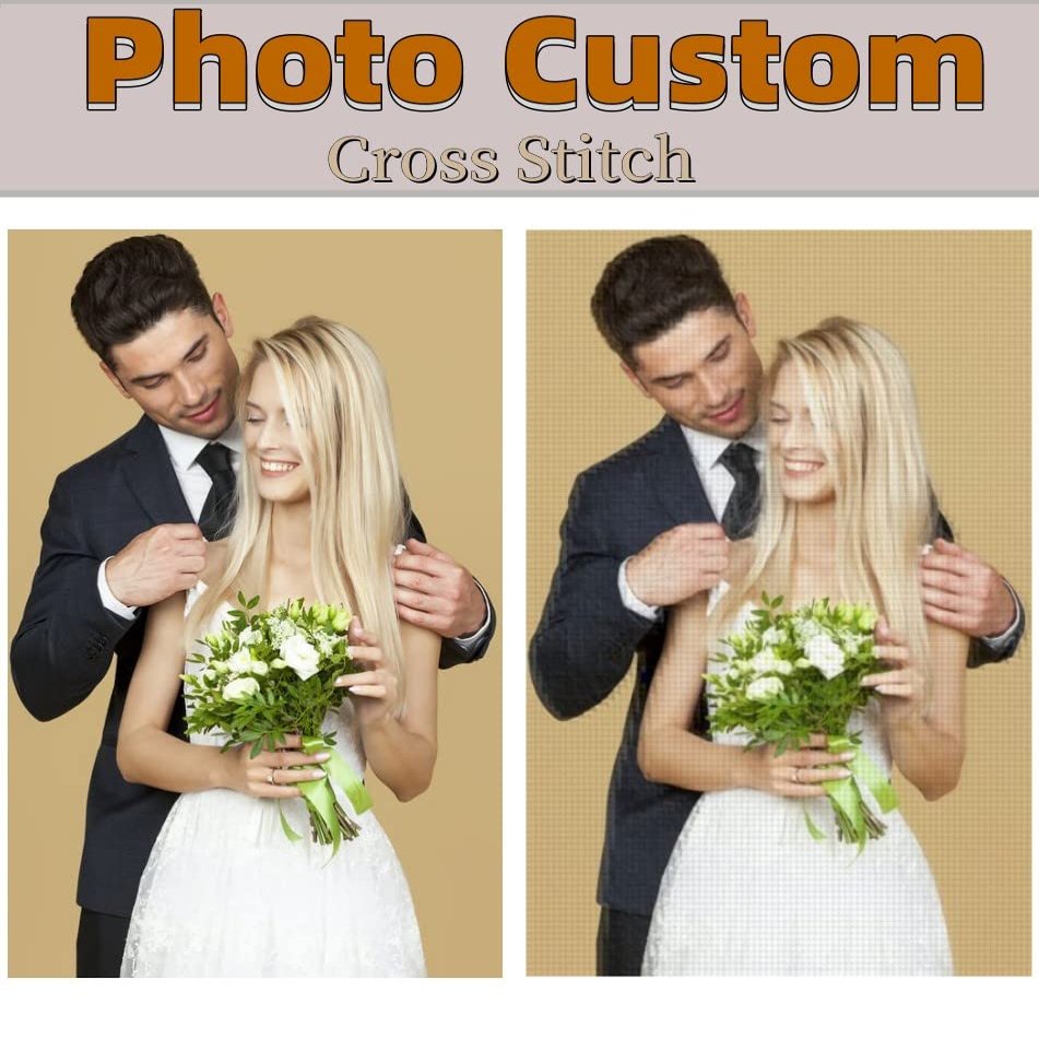 Yeemell DIY Customized Embroidery Cross Stitch Kits Pattern, Personalized Photo 11CT Cross Stitch Art Home Decor Gift for Adults (2424 inch)