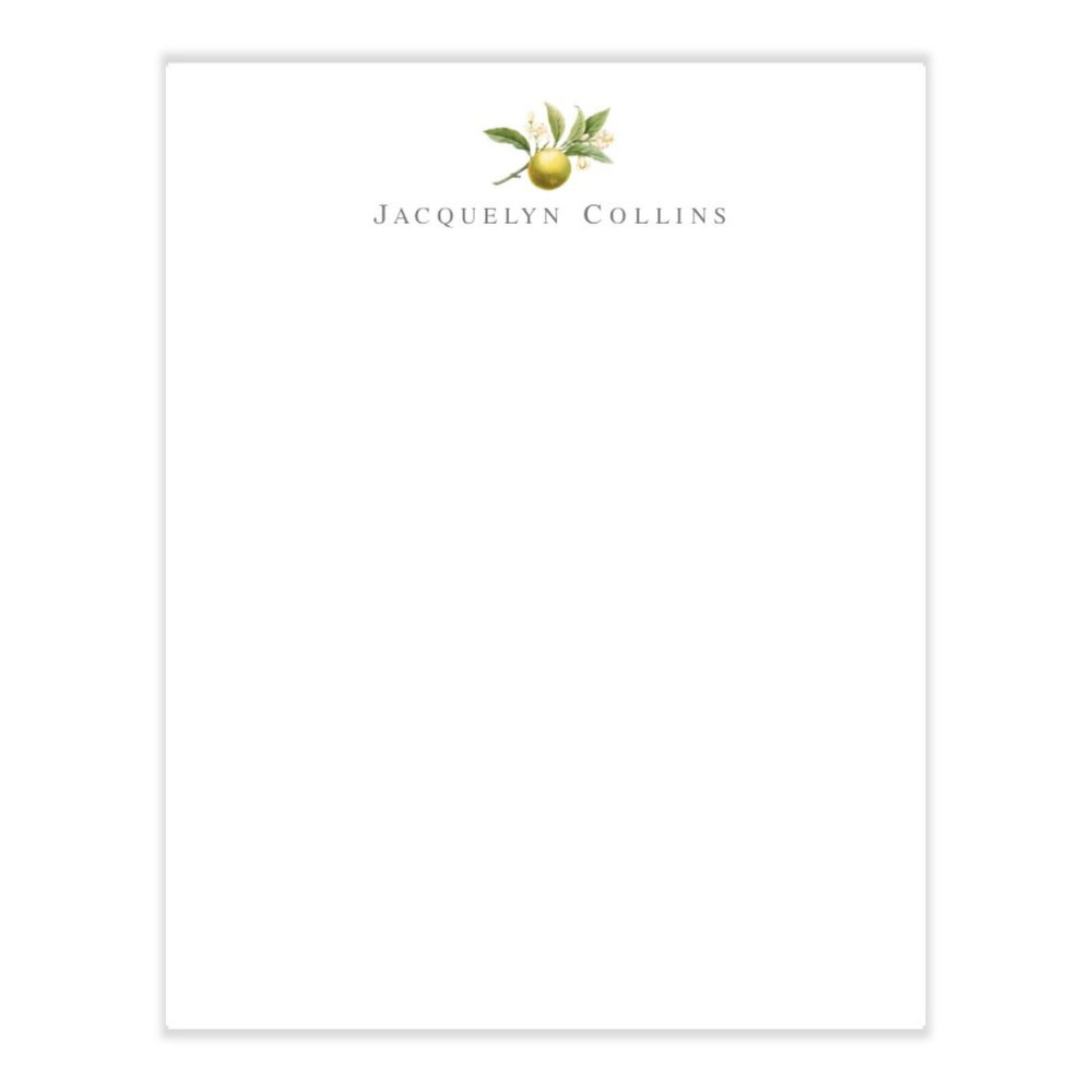 Lemon Grace Co Personalized Lemon Notepads, Personalized Lemon Memo Pad, Customizable Monogrammed Small or Large Notepad 4.25 x 5.5 or 5x7 Printed Sheets, Stationery - ANO-1601