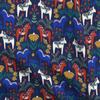 Fabric Folk Art Scandinavian Horse Swedish Dala Dalecarlian Tulip Flowers Printed on Organic Cotton Sateen Fabric Fat Quarter - Sewing Quilting Apparel Home Decor view 1