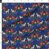 Fabric Folk Art Scandinavian Horse Swedish Dala Dalecarlian Tulip Flowers Printed on Organic Cotton Sateen Fabric Fat Quarter - Sewing Quilting Apparel Home Decor view 2