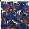 Fabric Folk Art Scandinavian Horse Swedish Dala Dalecarlian Tulip Flowers Printed on Organic Cotton Sateen Fabric Fat Quarter - Sewing Quilting Apparel Home Decor view 4