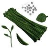 Cldamecy 100 pcs Moss Green Pipe Cleaners with 20 pcs Googly Eyes,Chenille Stems for Craft Project,Craft Pipe Cleaners for DIY Projects,Arts and Holiday Decoration view 1
