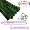 Cldamecy 100 pcs Moss Green Pipe Cleaners with 20 pcs Googly Eyes,Chenille Stems for Craft Project,Craft Pipe Cleaners for DIY Projects,Arts and Holiday Decoration view 2