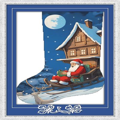 Howie's Needlepoint Cross Stitch Kits, 14CT Embroidery Crafting Arts for Adults Beginners (Christmas Stocking, 17in x 24in)