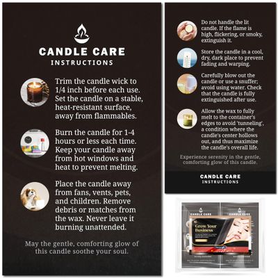 Havongki - 200 pack - Premium Handmade Candle Care Instruction Cards Black 2x3.5 in, Small Business | Soy Bees Wax Melt, Candle Makers, Making Supplies Kit Set, Containers, Jars, Pot, Package
