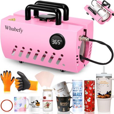 Whubefy Tumbler Heat Press Machine 20 and 30 oz, Pink Mug Tumbler Press Sublimation Machine for 20-30oz Blank Skinny Straight Tumblers, Cap Press for 11-16OZ Ceramic/Glass Mugs with Heat Paper/Gloves