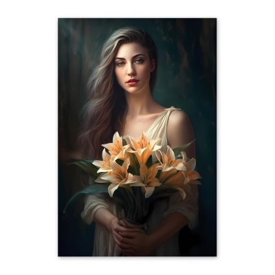 NSUAJOF Diamond Painting Kits Woman with Lilies Art Painting 5D DIY Full Round Drill HD Canvas Wall Art, Personalized Gifts for Family Friends Home Wall Decor 20x30 Inch
