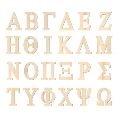 3 Inch 112 Pieces Wooden Greek Letters Bold Font Unfinished Wood Greek Alphabets for Large Paddles Embellishment/Sorority/Fraternity/DIY Project/Learning/Wall Decor