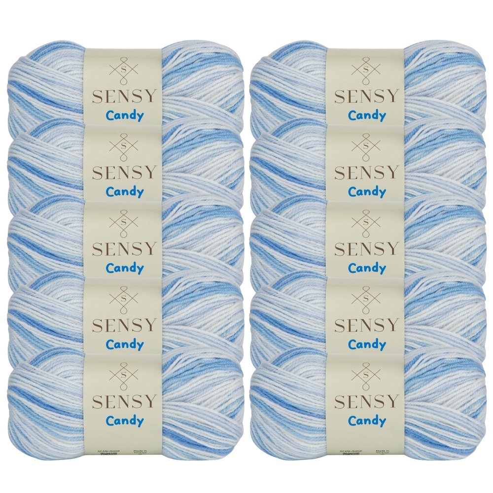 Sensy Candy Yarn - 10 Skeins, 3.5 oz, 251 Yards, Multicolor for Crocheting and Knitting, Light Gauge 3