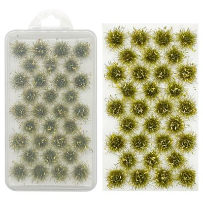 Woohome 32 PCS Miniature Grass Cluster, Yellow Static Grass Tuft Model Vegetation Groups Static Grass Tufts for DIY Model Train Landscape Railroad Scenery Grass Tufts Flower, Style 10