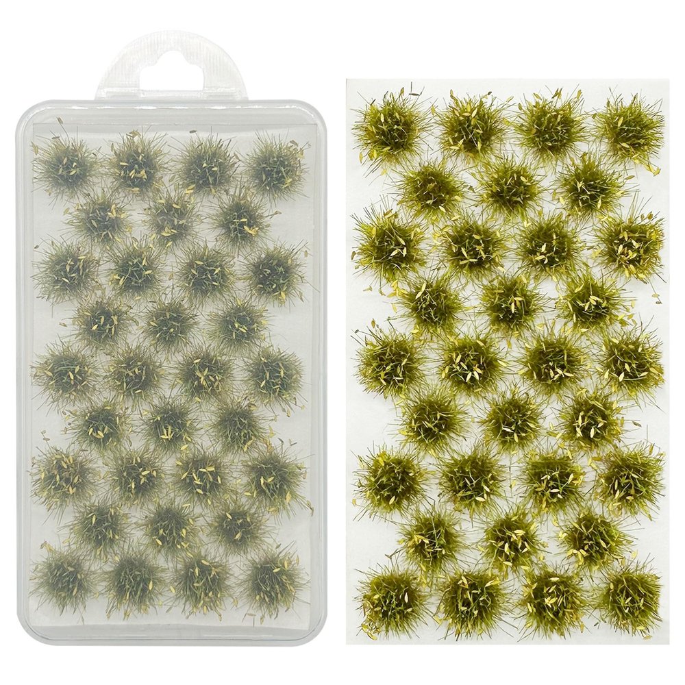 Woohome 32 PCS Miniature Grass Cluster, Yellow Static Grass Tuft Model Vegetation Groups Static Grass Tufts for DIY Model Train Landscape Railroad Scenery Grass Tufts Flower, Style 10