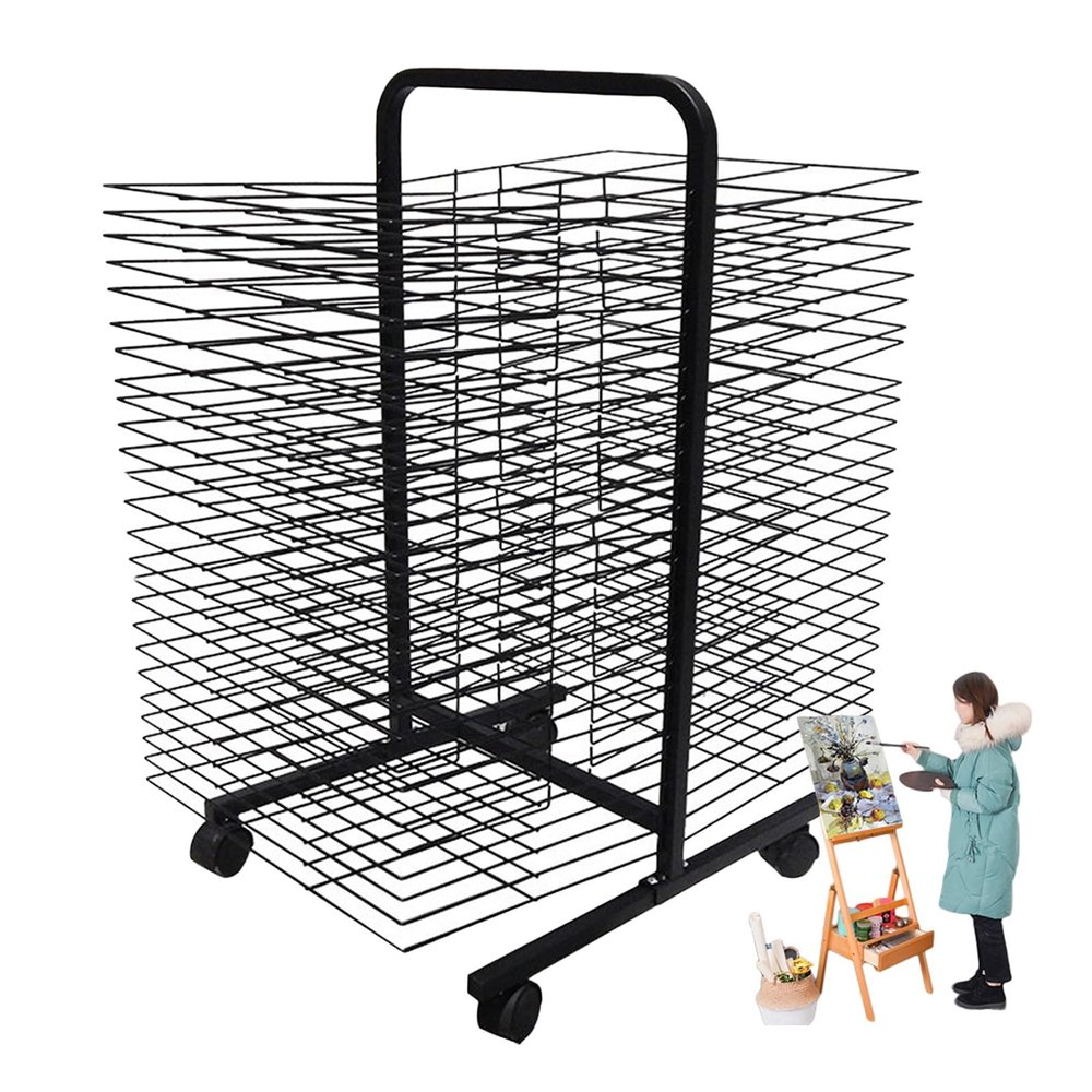 ZFUCMAYL Art Drying Rack,Drawing Paper Drying Rack,Metal Classroom Drying Rack,Space Saving Suitable for Art Classroom Studio and Homes(50th Tiers)