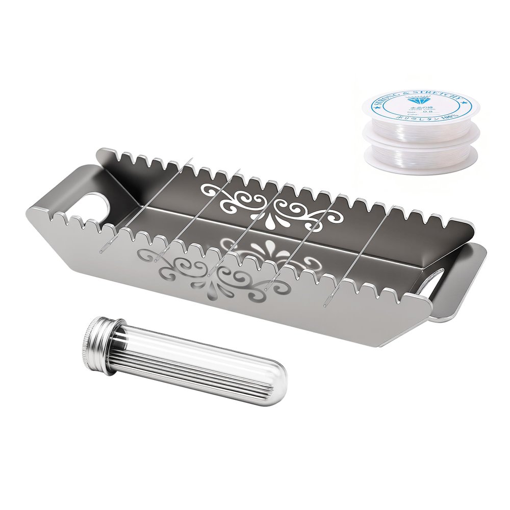Sthmeyue Bead Baking Rack, Polymer Clay Tools, Clay Bead Drying Rack Jewelry Making Supplieswith 20 Pins & 2 Roll of Elastic Strings