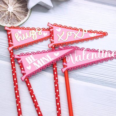 KSCRAFT Valentine Flags Metal Cutting Dies Stencils for DIY Scrapbooking Decorative Embossing DIY Paper Card