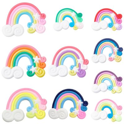 SUNNYCLUE 80PCS Resin Rainbow PVC Shoe Charms Soft Kawaii Cute Cartoon Colorful Cloud Cabochon Charms Bulk for Jewelry Making Scrapbooking Embellishments Cellphone Case DIY Supplies
